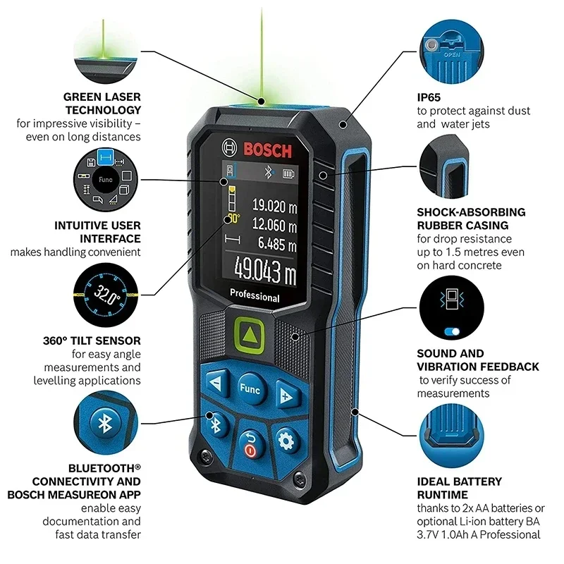 Bosch GLM50-27CG Laser Rangefi - Industrial Green Laser 评论和价格