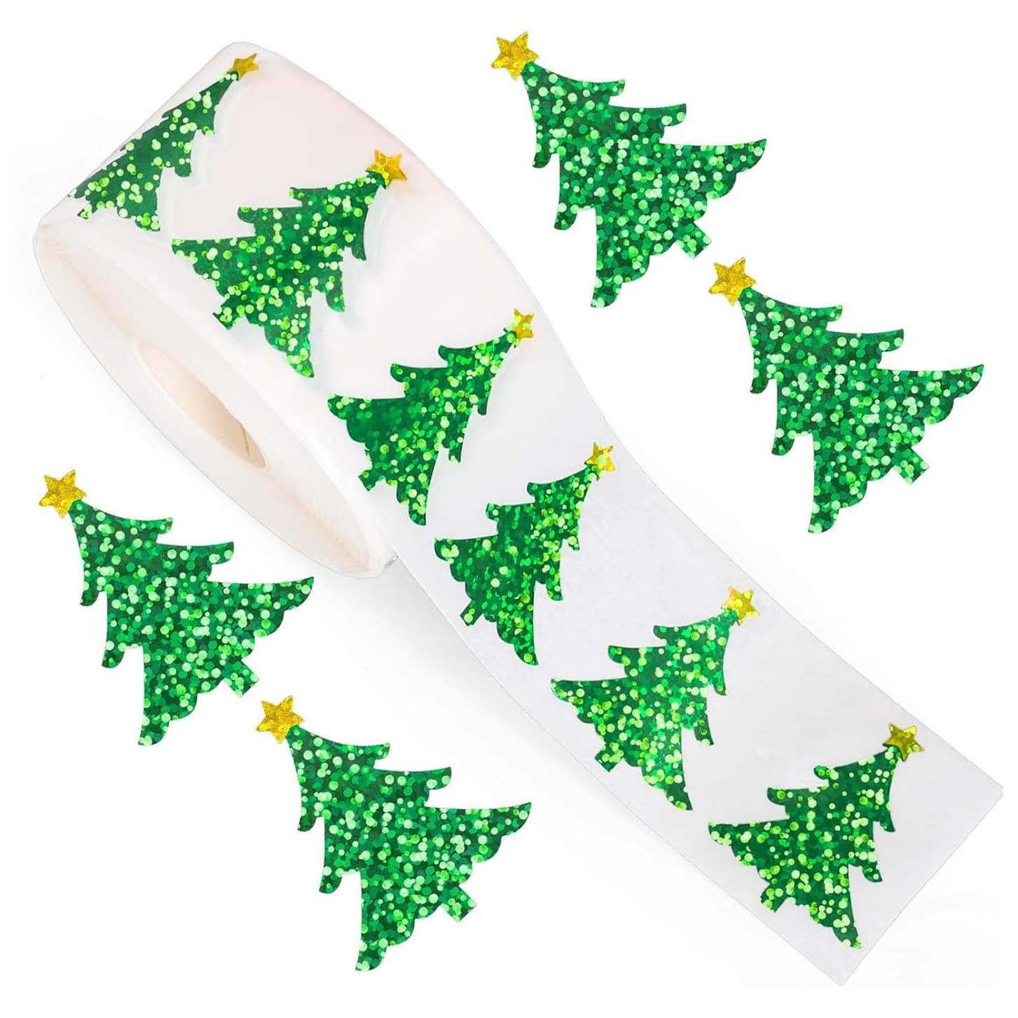 500Pcs Christmas Tree Stickers - Industrial Green Laser 评论和价格