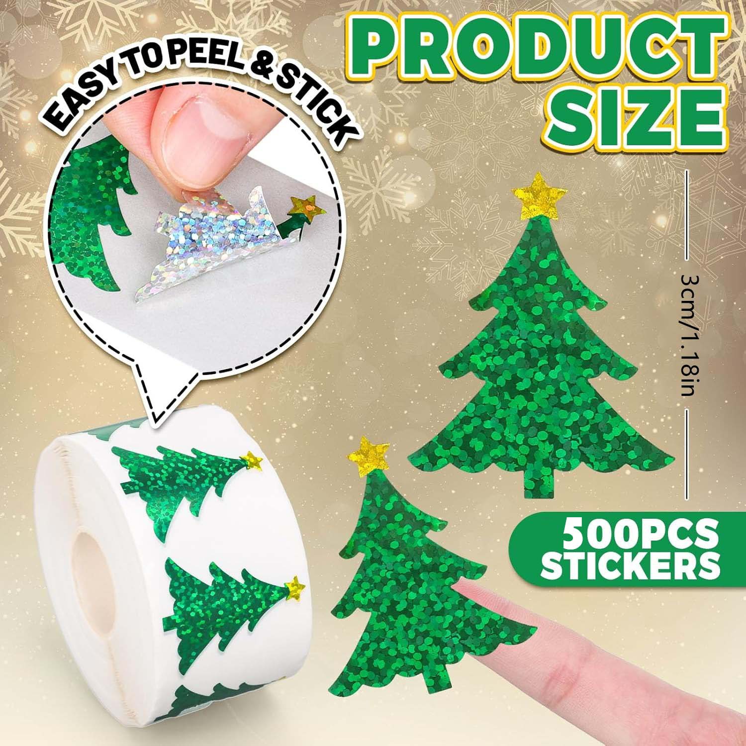 500Pcs Christmas Tree Stickers - Industrial Green Laser 评论和价格