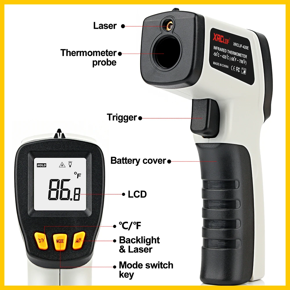 XRCLIF Infrared Thermometer No - Industrial Laser Thermometer 评论和价格