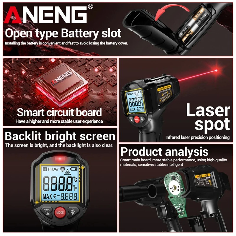 ANENG TH202 Industrial Handhel - Industrial Laser Thermometer 评论和价格