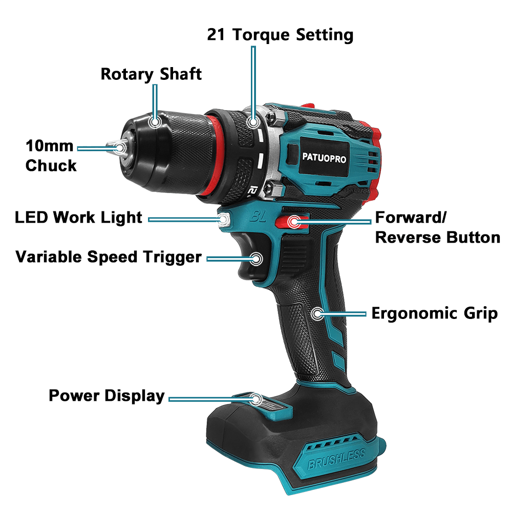 PATUOPRO 21V Wireless Brushles - Makita Drill Ddf484 评论和价格